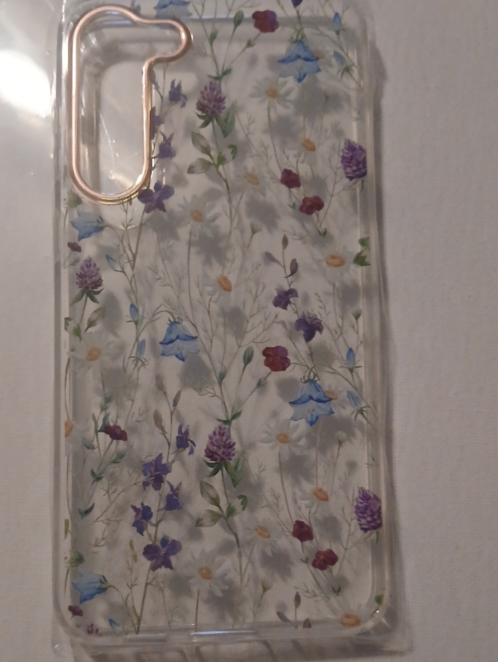 Clear Floral Phone Case with Purple & Blue Flowers